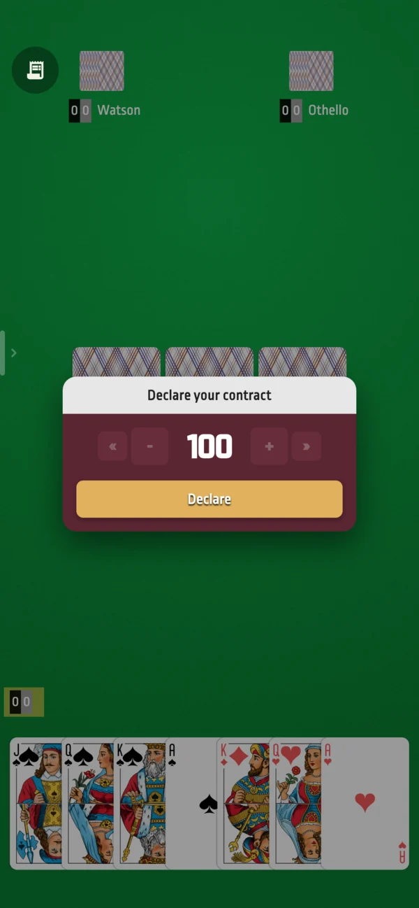 The contract dialog on the green felt
